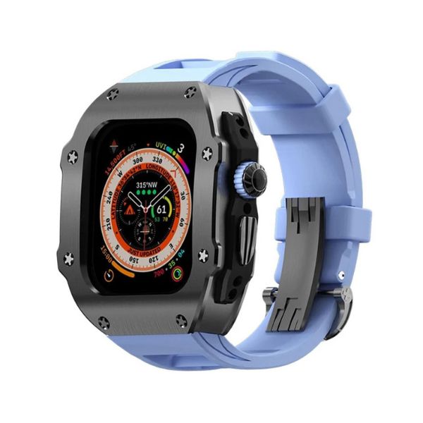 【送料無料】 Apple Watch Ultra ケース RMヴァンガードシリーズ/ステンレスケース+フロロラバーバンド/ユニセックス【おしゃれ】