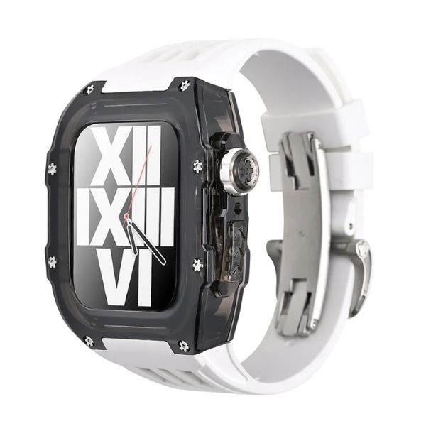 【送料無料】アップルウォッチ バンド RM V30 Glacier Series リファインキット 高耐久フルオロラバーバンド/ブラックケース ユニセックス 1セット【ギフト】