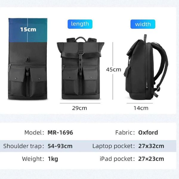 Mochila Ejecutiva Mark Ryden Onyx Impermeable 15.6" Expandible