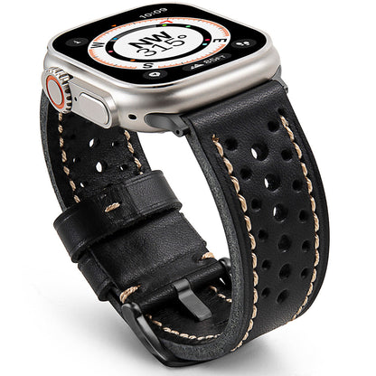 Vintage Racing Leather Band: Estilo Clásico y Deportivo para Apple Watch