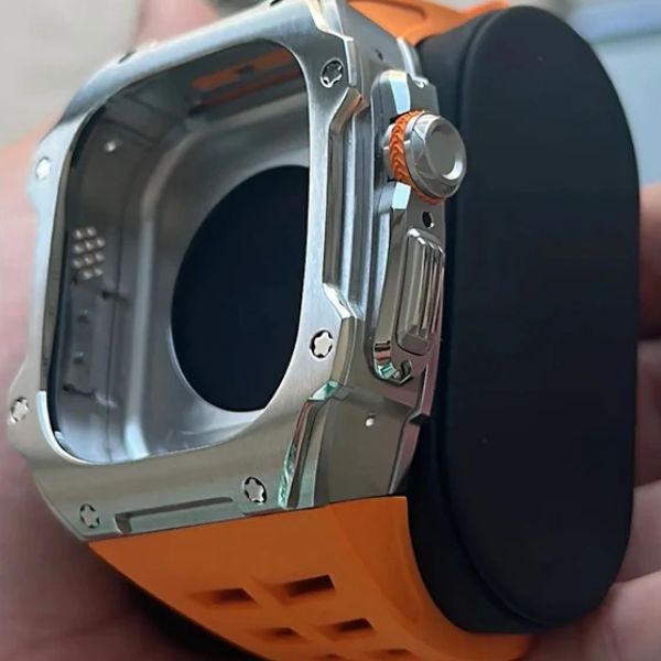 RM7015 Silver Vanguard Series: Carcasa de Acero Inoxidable para Apple Watch Ultra