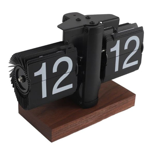Reloj Flip de Nogal Retro Premium: La Elegancia Atemporal para Tu Escritorio