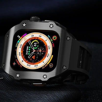 RM Vanguard Series: Carcasa de Acero Inoxidable y Correa Fluororubber para Apple Watch Ultra