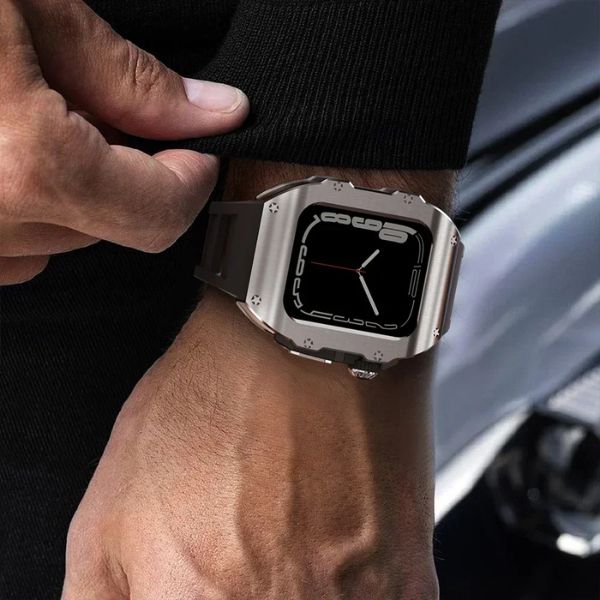 RM Vanguard Series: Carcasa de Acero Inoxidable y Correa Fluororubber para Apple Watch Ultra