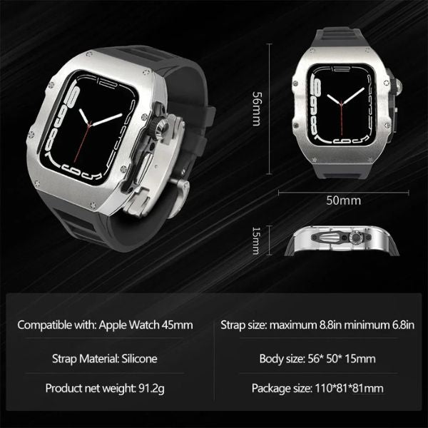 RM Vanguard Series: Carcasa de Acero Inoxidable y Correa Fluororubber para Apple Watch Ultra