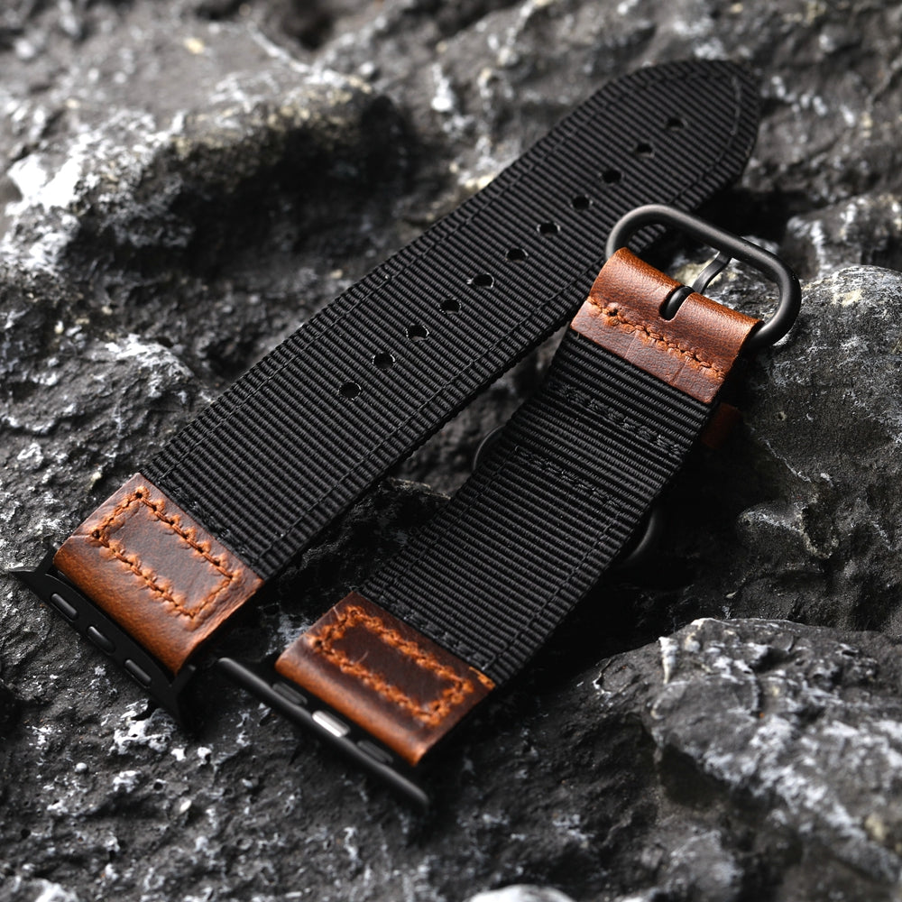 Handmade Nylon Leather Band: Estilo Artesanal y Durabilidad para Apple Watch