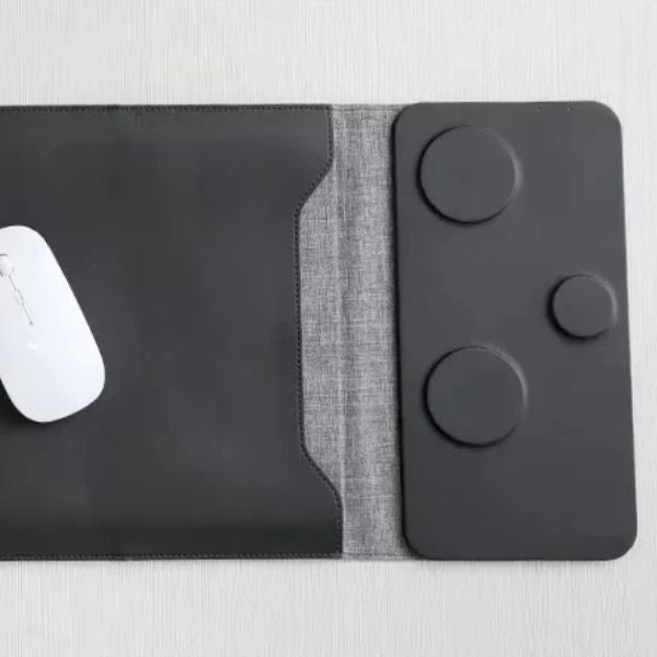 PowerPad Pro 3-en-1: Funda para Portátil y Cargador Inalámbrico Magnético | Oficina Portátil Completa