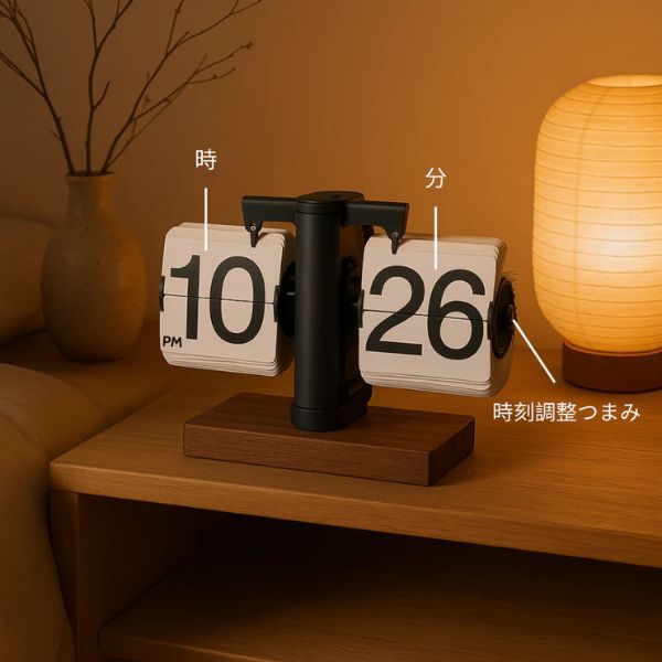 Reloj Flip de Nogal Retro Premium: La Elegancia Atemporal para Tu Escritorio