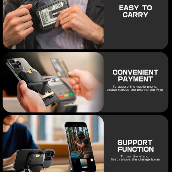 I-BLASON MagWallet Pro: Cartera Magnética MagSafe para iPhone | 6 Tarjetas y Soporte Versátil