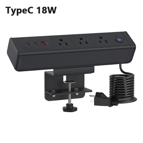 PowerClamp™ USB-C PD 65W: Toma de Corriente Múltiple para Escritorio