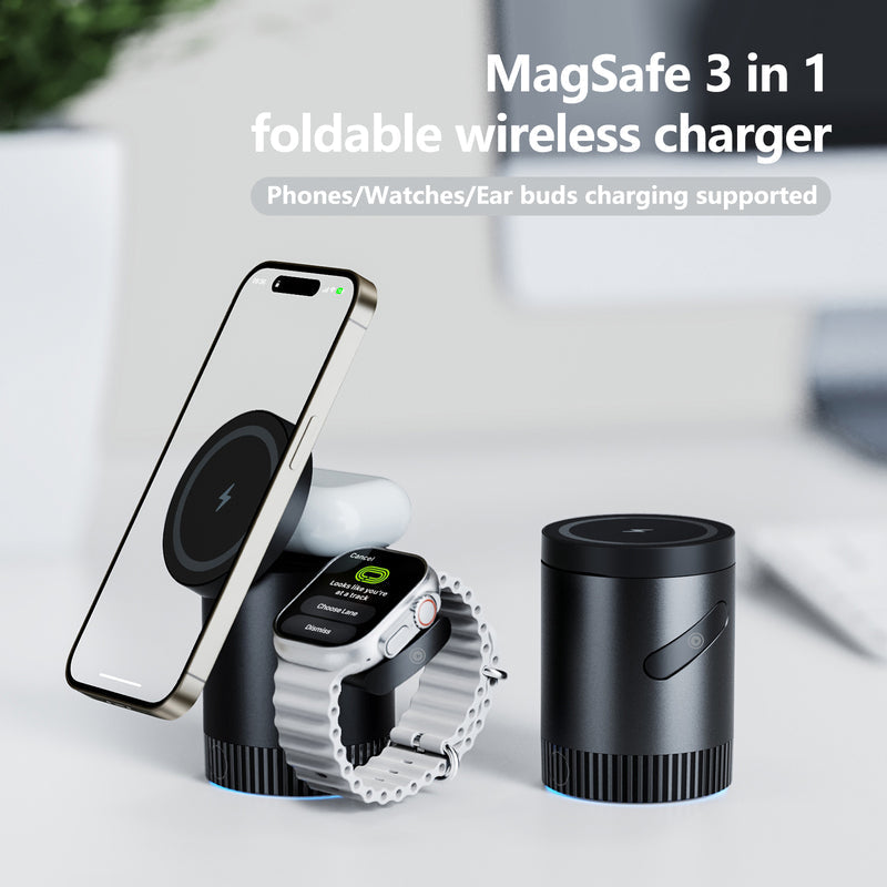 3 en 1 Magnetic Charger Station: Carga Rápida y Compacta para Tus Dispositivos Apple
