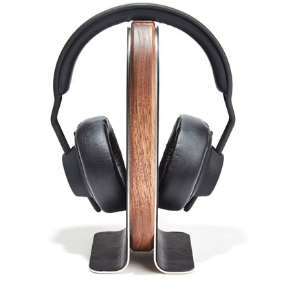 TuneBase: Soporte Premium de Madera y Cuero para Auriculares | Estilo y Protección