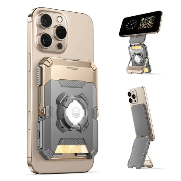 SUPCASE MagWallet Pro: Cartera Magnética con Soporte AirTag y Trípode | 5 Tarjetas y Protección RFID