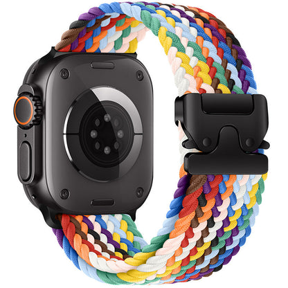 Pulseira de Nylon Trançado com Fivela Paraquedas para Apple Watch