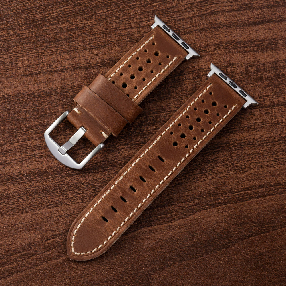 Vintage Racing Leather Band: Estilo Clásico y Deportivo para Apple Watch