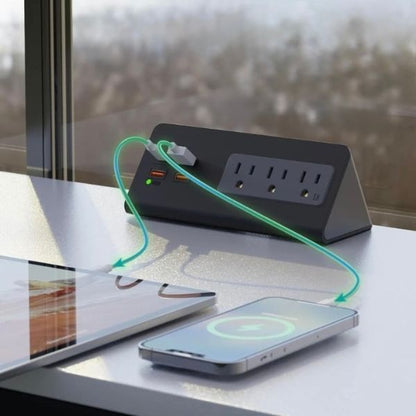 Hub de Energía ClampMount™: Regleta USB-C y AC para Bordes de Escritorio