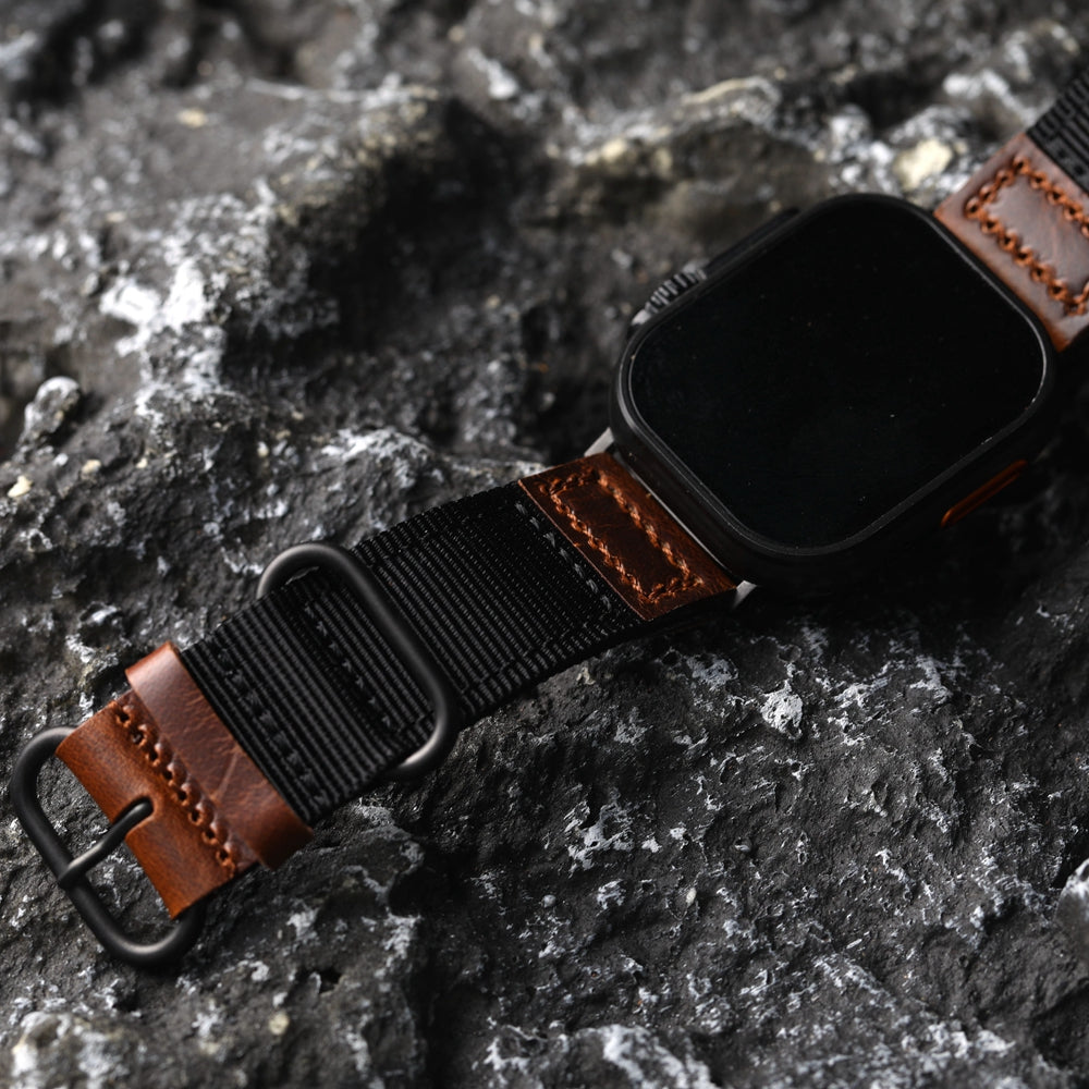 Handmade Nylon Leather Band: Estilo Artesanal y Durabilidad para Apple Watch