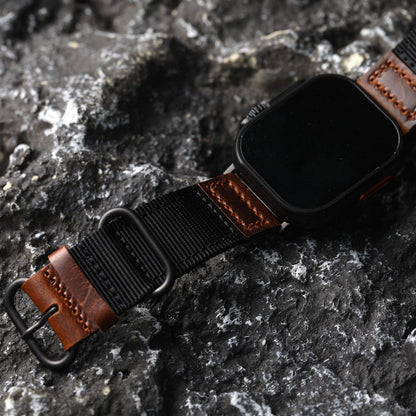 Handmade Nylon Leather Band: Estilo Artesanal y Durabilidad para Apple Watch