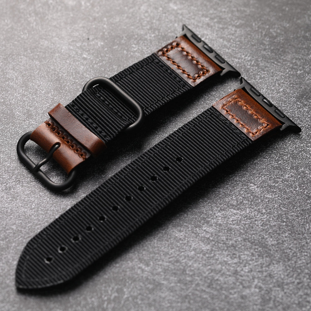 Handmade Nylon Leather Band: Estilo Artesanal y Durabilidad para Apple Watch