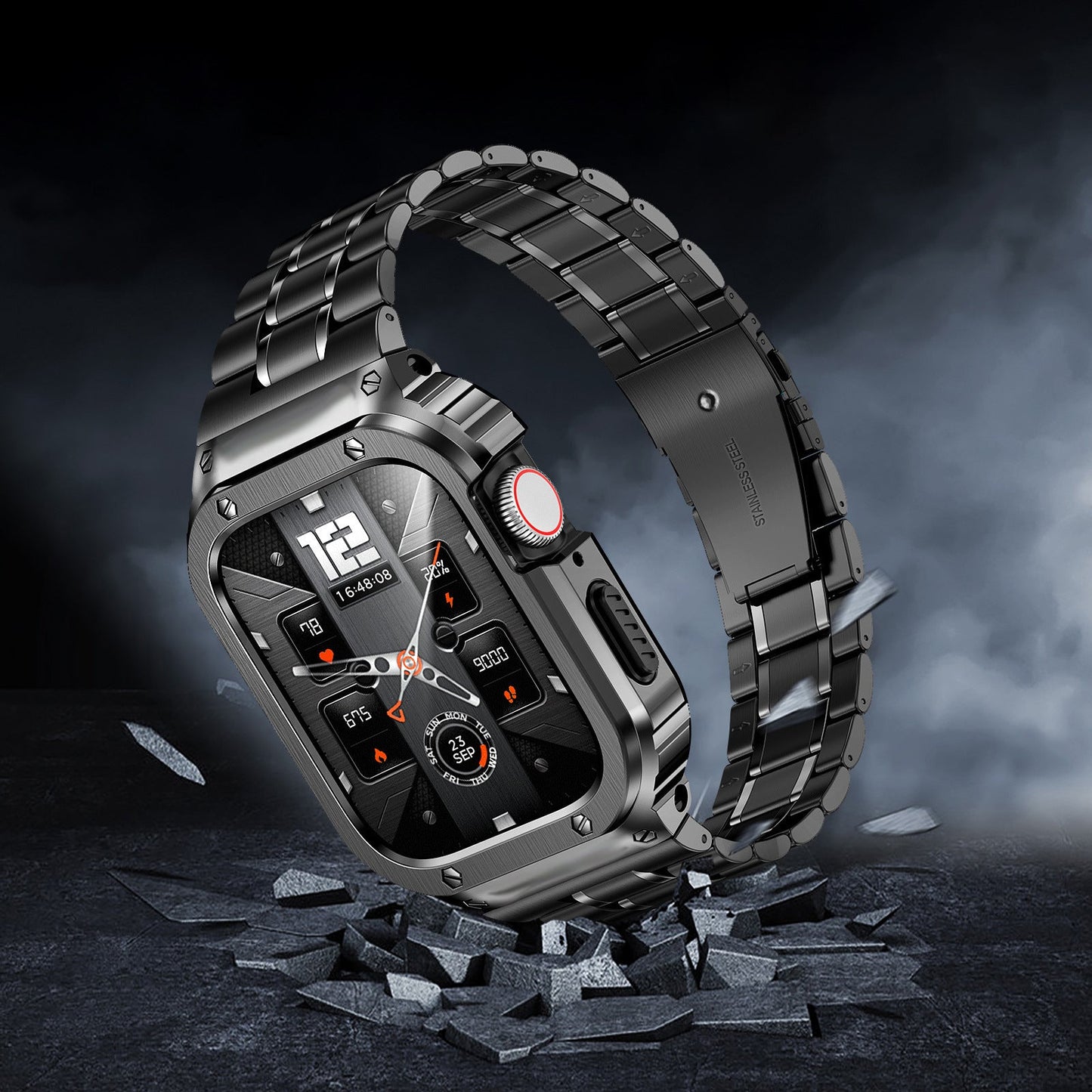 Kit de Lujo para Apple Watch: Carcasa y Banda de Acero Inoxidable 316L