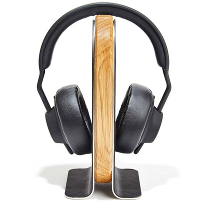 TuneBase: Soporte Premium de Madera y Cuero para Auriculares | Estilo y Protección