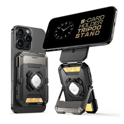 SUPCASE MagWallet Pro: Cartera Magnética con Soporte AirTag y Trípode | 5 Tarjetas y Protección RFID