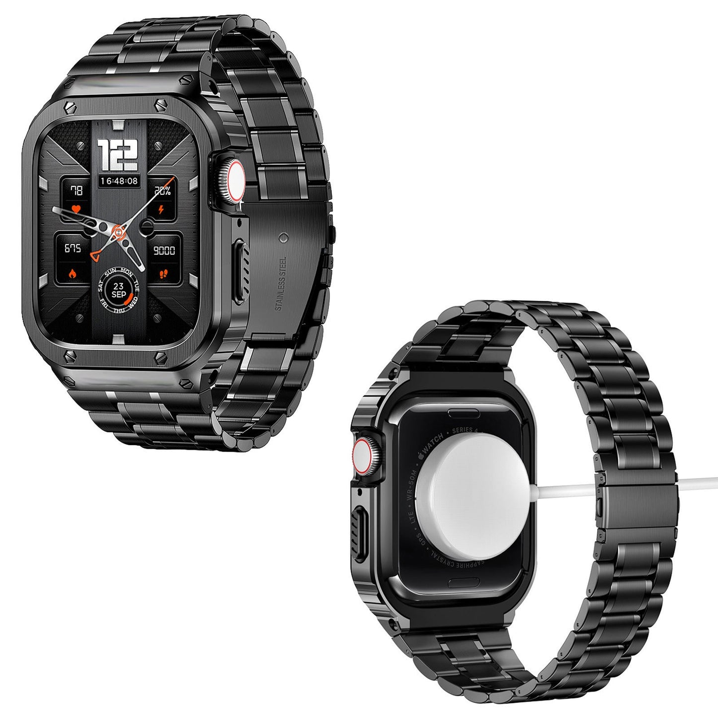 Kit de Lujo para Apple Watch: Carcasa y Banda de Acero Inoxidable 316L