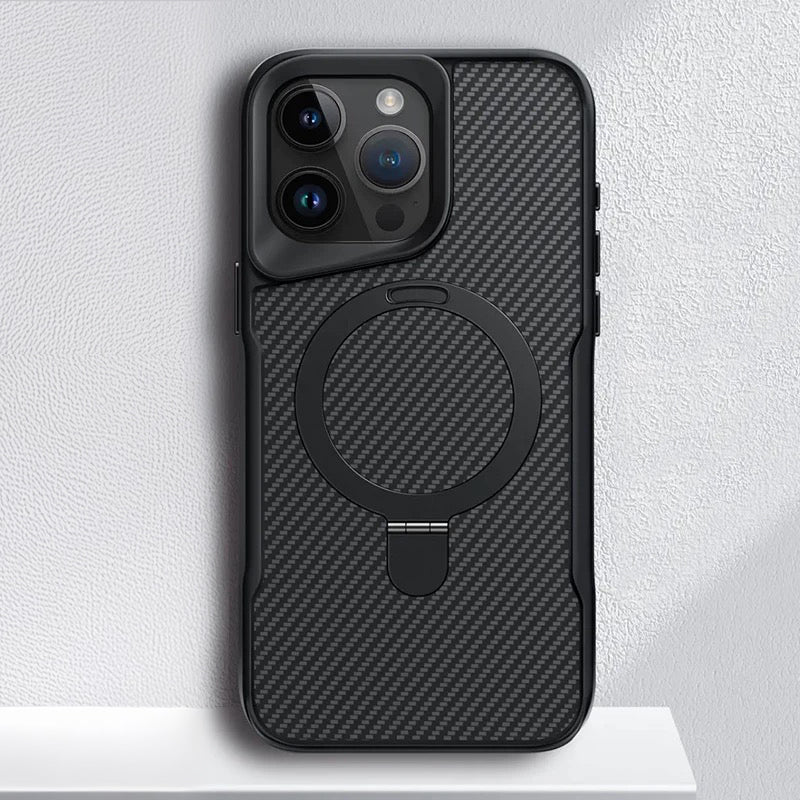 Armadura MagCase: Funda Magnética de Carbono para iPhone | Protección Extrema y Versatilidad con Soporte 360°