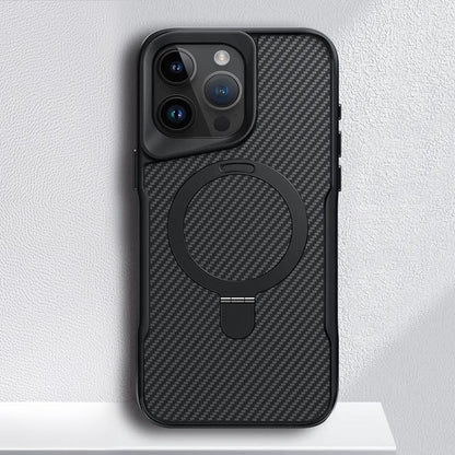 Armadura MagCase: Funda Magnética de Carbono para iPhone | Protección Extrema y Versatilidad con Soporte 360°