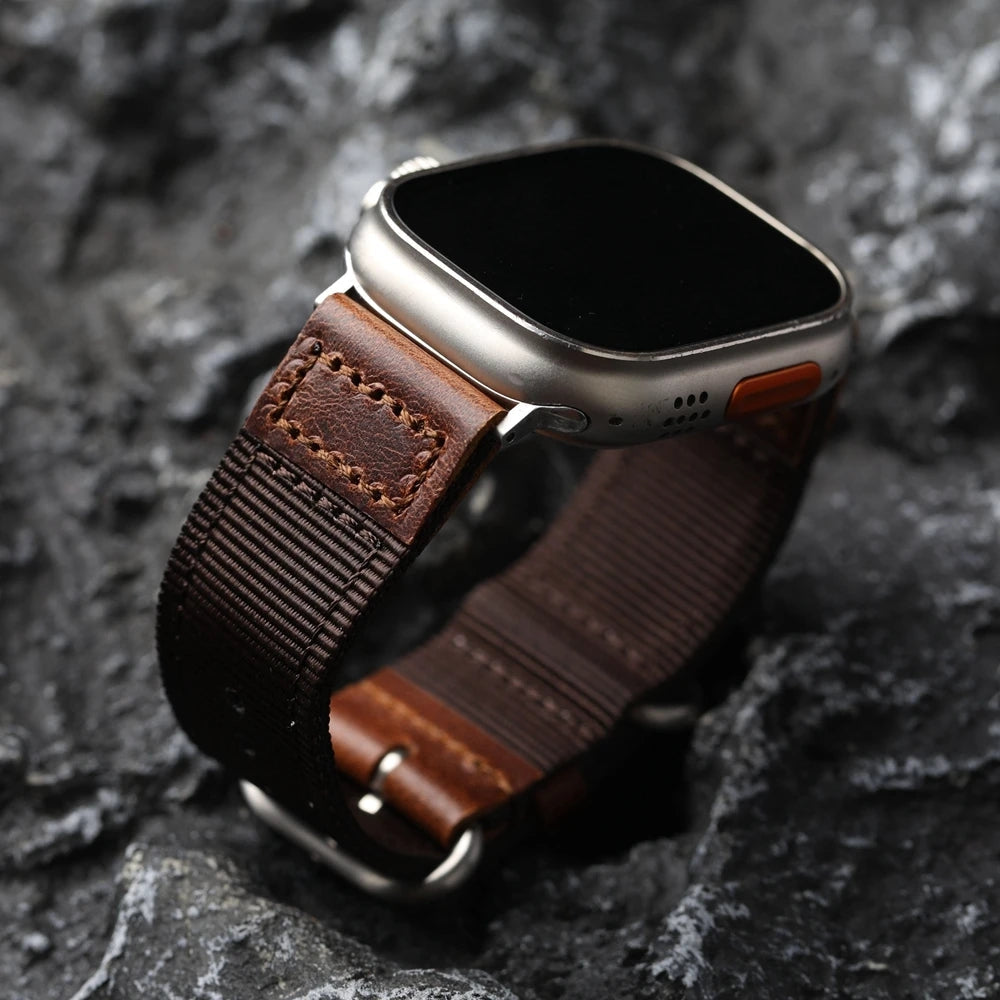 Handmade Nylon Leather Band: Estilo Artesanal y Durabilidad para Apple Watch