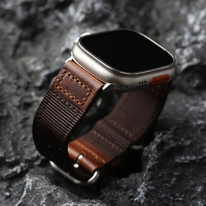 Handmade Nylon Leather Band: Estilo Artesanal y Durabilidad para Apple Watch