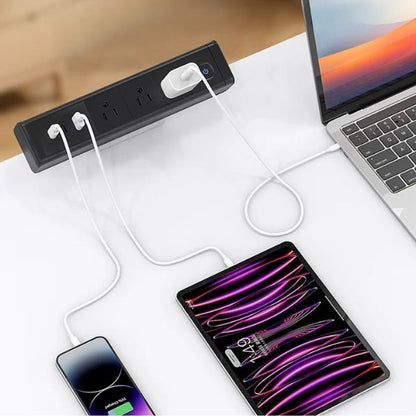 PowerClamp™ USB-C PD 65W: Toma de Corriente Múltiple para Escritorio