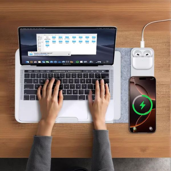 MagLift S101: Funda para Portátil con Carga Inalámbrica 5-en-1 | Estación de Trabajo Compacta y Elegante