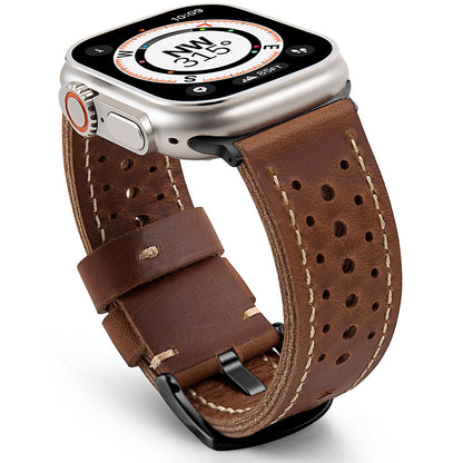 Vintage Racing Leather Band: Estilo Clásico y Deportivo para Apple Watch