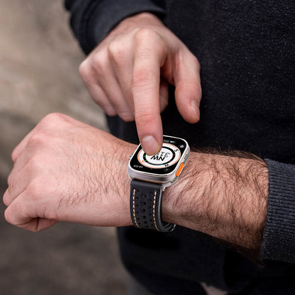 Vintage Racing Leather Band: Estilo Clásico y Deportivo para Apple Watch
