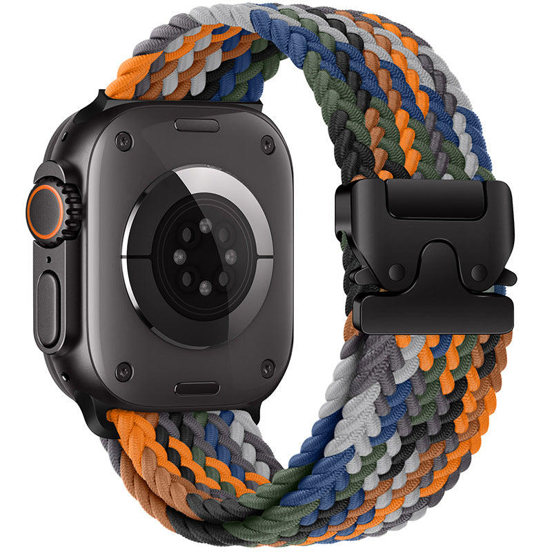 Pulseira de Nylon Trançado com Fivela Paraquedas para Apple Watch