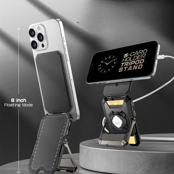 SUPCASE MagWallet Pro: Cartera Magnética con Soporte AirTag y Trípode | 5 Tarjetas y Protección RFID