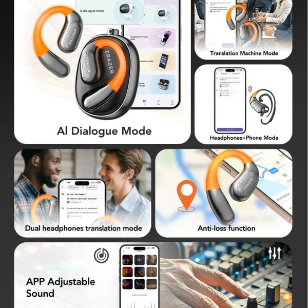 ERAZER XF31: Auriculares Inalámbricos con Traducción AI para Comunicación Sin Límites