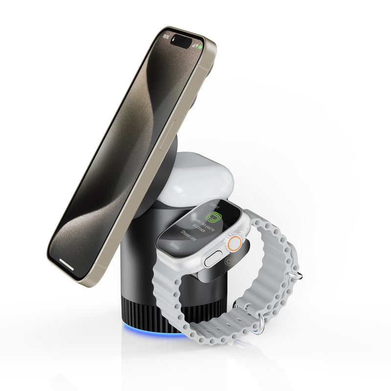 3 en 1 Magnetic Charger Station: Carga Rápida y Compacta para Tus Dispositivos Apple