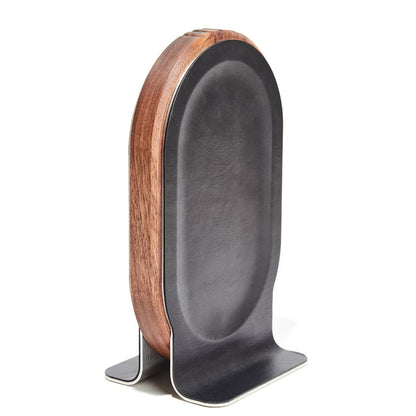 TuneBase: Soporte Premium de Madera y Cuero para Auriculares | Estilo y Protección