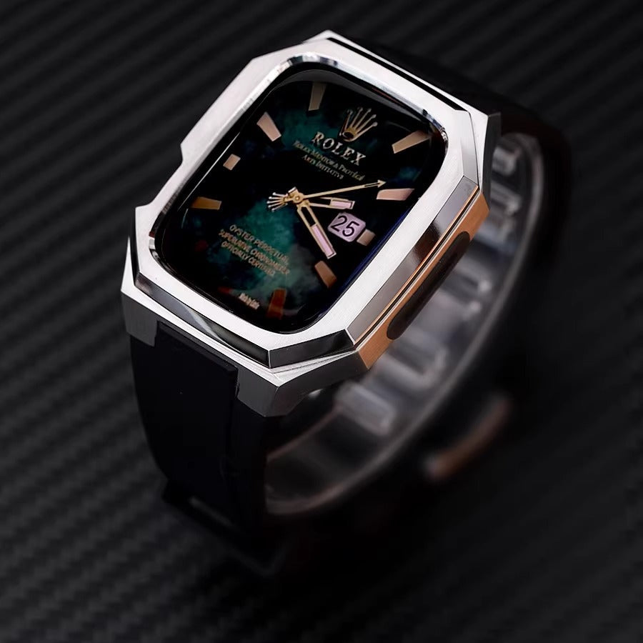 Carcasa de Acero Inoxidable y Correa de Goma para Apple Watch: Durabilidad y Estilo