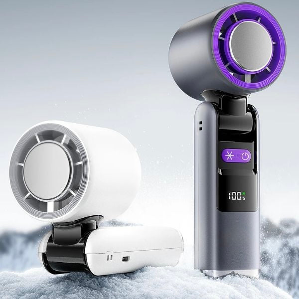 Ventilador Portátil Turbo Bladeless con Sensación de Hielo | Frío Extremo y Soporte 3-en-1