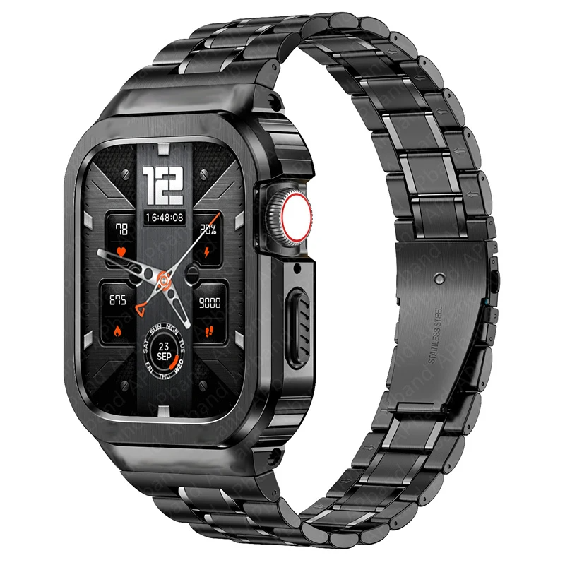 Kit de Lujo para Apple Watch: Carcasa y Banda de Acero Inoxidable 316L