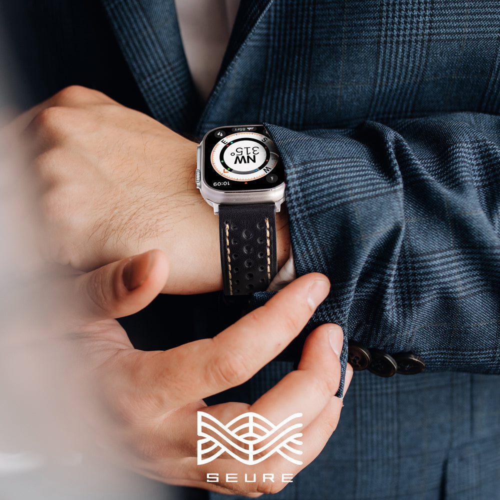 Vintage Racing Leather Band: Estilo Clásico y Deportivo para Apple Watch