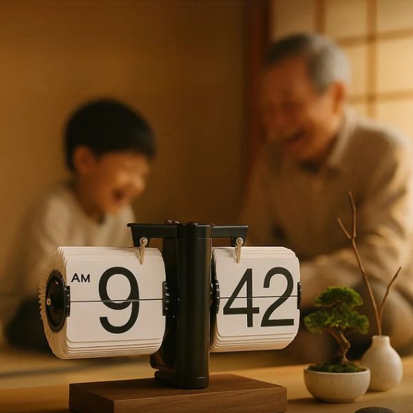 Reloj Flip de Nogal Retro Premium: La Elegancia Atemporal para Tu Escritorio