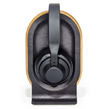 TuneBase: Soporte Premium de Madera y Cuero para Auriculares | Estilo y Protección