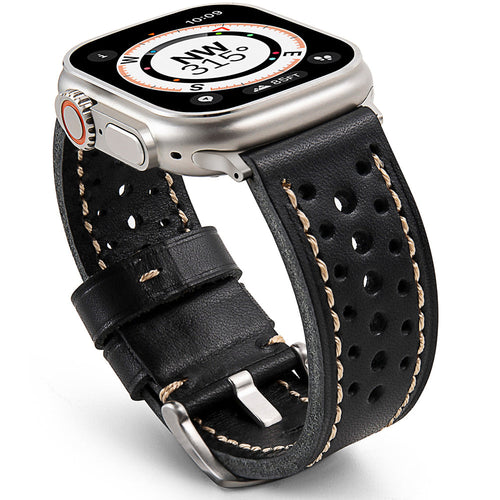 Vintage Racing Leather Band: Estilo Clásico y Deportivo para Apple Watch