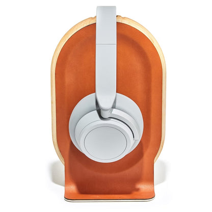 TuneBase: Soporte Premium de Madera y Cuero para Auriculares | Estilo y Protección