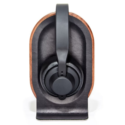 TuneBase: Soporte Premium de Madera y Cuero para Auriculares | Estilo y Protección