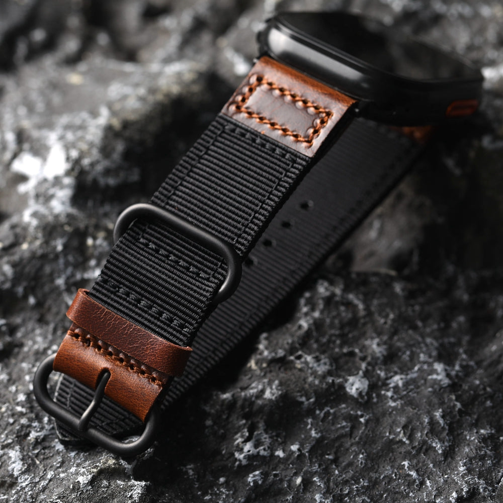 Handmade Nylon Leather Band: Estilo Artesanal y Durabilidad para Apple Watch